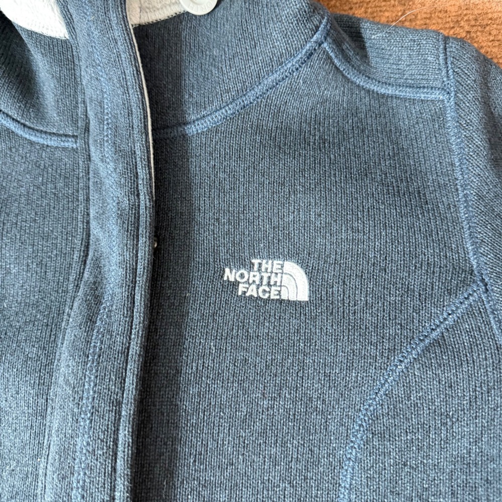 The North Face Crescent Hooded Fleece Jacket Womens Small Gray Full Zip Sweater - Picture 4 of 10